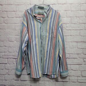 VTG Loafers Reed St James Stripe Button Down Shirt XL Y2K Retro Preppy Coastal